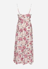 Born2be - Jasnofioletowa Sukienka w Kwiaty na Regulowanych Ramiączkach z Rozcięciami i Ozdobnymi Guzikami Dimllie. Okazja: na co dzień. Typ kołnierza: dekolt w serek. Kolor: fioletowy. Długość rękawa: na ramiączkach. Wzór: kwiaty. Typ sukienki: rozkloszowane. Styl: casual, elegancki #7