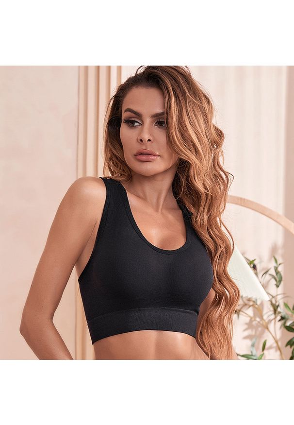 Intica - Biustonosz sportowy z piankowym wzmocnieniem do treningu Zwantje. Kolor: czarny. Materiał: materiał