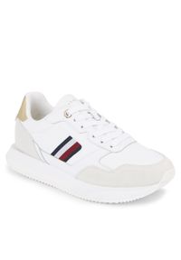 TOMMY HILFIGER - Sneakersy Tommy Hilfiger Global Stripes Lifestyle Runner FW0FW07584 White YBS. Kolor: biały