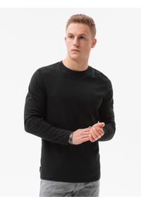 Ombre Clothing - Longsleeve męski bez nadruku - czarny V1 L138 - XXL. Kolor: czarny. Materiał: bawełna, materiał. Długość rękawa: długi rękaw. Styl: klasyczny