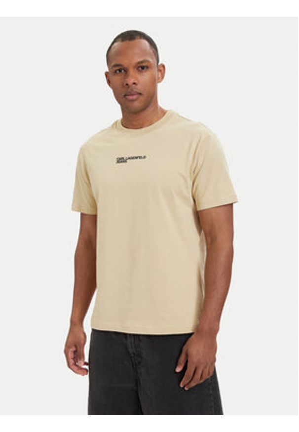 Karl Lagerfeld Jeans T-Shirt B2M17090 Khaki Relaxed Fit. Kolor: brązowy. Materiał: bawełna