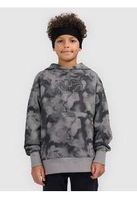 4f - 4F Bluza dresowa loose z kapturem chłopięca - szara 134/140 (8-10 lat). Okazja: na co dzień, na uczelnię. Typ kołnierza: kaptur. Kolor: szary. Materiał: dresówka. Sezon: lato. Styl: casual, klasyczny #2