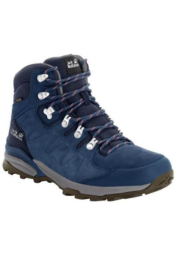 Buty trekkingowe damskie Jack Wolfskin Refugio Texapore Mid. Kolor: czarny, niebieski, wielokolorowy. Materiał: skóra, tkanina