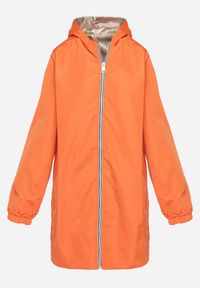 Born2be - Pomarańczowa Kurtka Dwustronna z Nieodpinanym Kapturem i Metalicznym Efektem Lirednil. Kolor: pomarańczowy. Wzór: gładki. Styl: elegancki #4