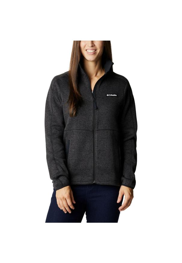 columbia - Damska bluza polarowa Columbia Weather z pełnym zamkiem błyskawicznym. Typ kołnierza: polo. Kolor: czarny. Materiał: polar. Sport: turystyka piesza