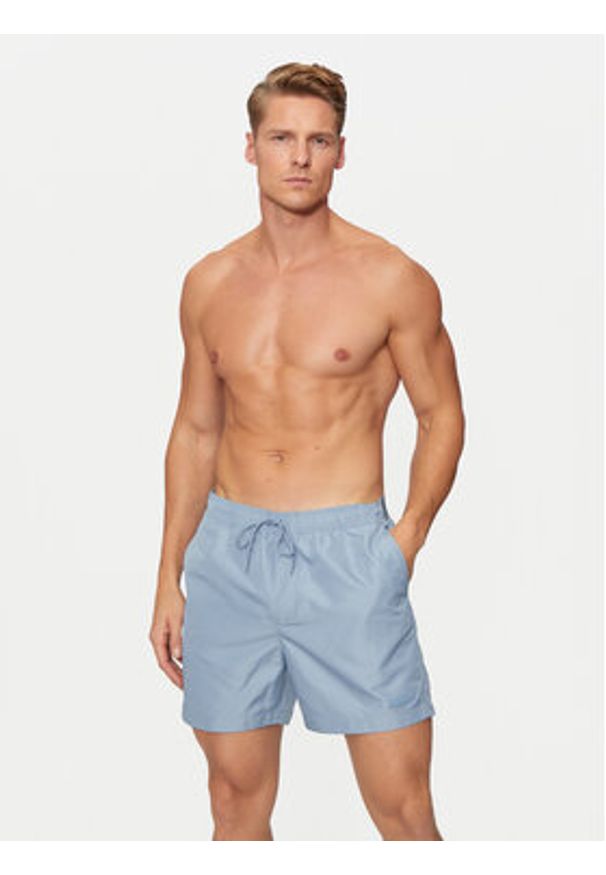 Calvin Klein Swimwear Szorty kąpielowe KM0KM01082 Niebieski Regular Fit. Kolor: niebieski. Materiał: syntetyk