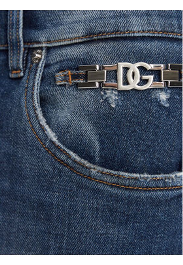 DOLCE & GABBANA - Dolce&Gabbana Jeansy GY07CD G8LN7 Granatowy Slim Fit. Kolor: niebieski