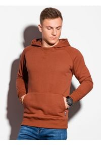 Ombre Clothing - Bluza męska z kapturem - ceglasta B1085 - S. Typ kołnierza: kaptur. Kolor: czerwony. Materiał: poliester, bawełna #5