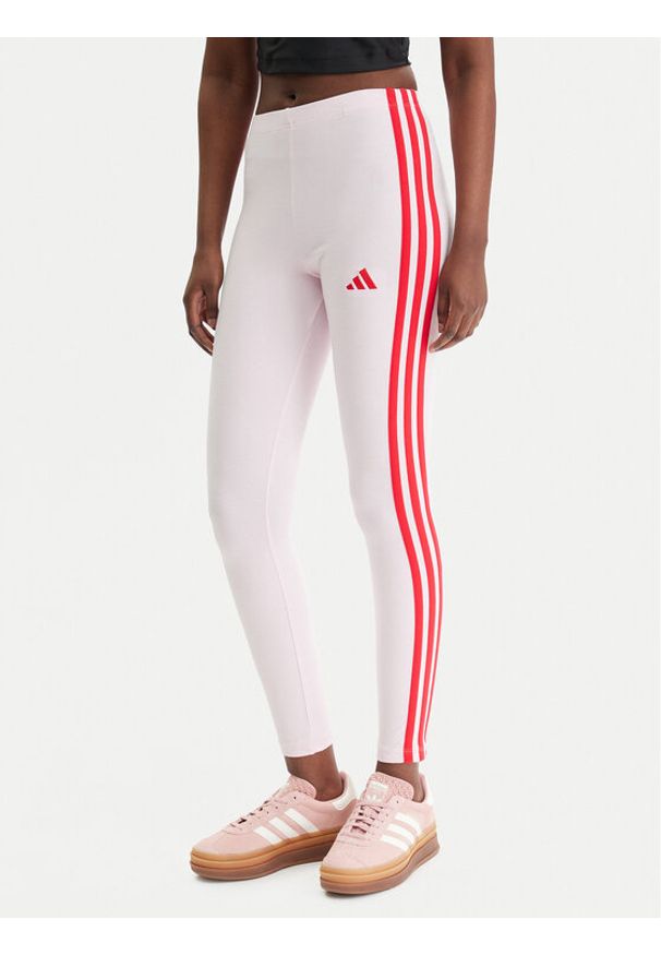 Adidas - adidas Legginsy Essentials 3-Stripes KC5180 Różowy Slim Fit. Kolor: różowy. Materiał: bawełna