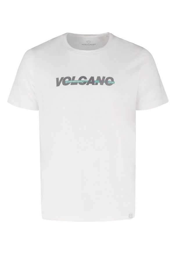 Volcano - Bawełniany t-shirt T-NIGHT. Kolor: biały. Materiał: bawełna. Długość rękawa: krótki rękaw. Długość: krótkie. Wzór: napisy. Styl: klasyczny