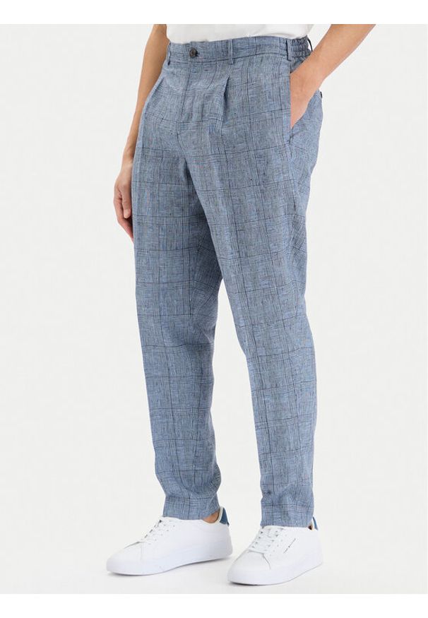 TOMMY HILFIGER - Tommy Hilfiger Spodnie materiałowe Smart MW0MW42715 Granatowy Regular Fit. Kolor: niebieski. Materiał: len