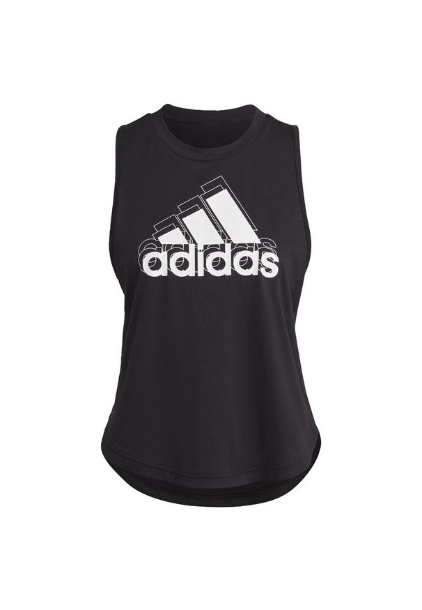 Adidas - Damski graficzny logo crop top adidas Aeroready Racerback. Kolor: czarny, biały, wielokolorowy. Sport: fitness