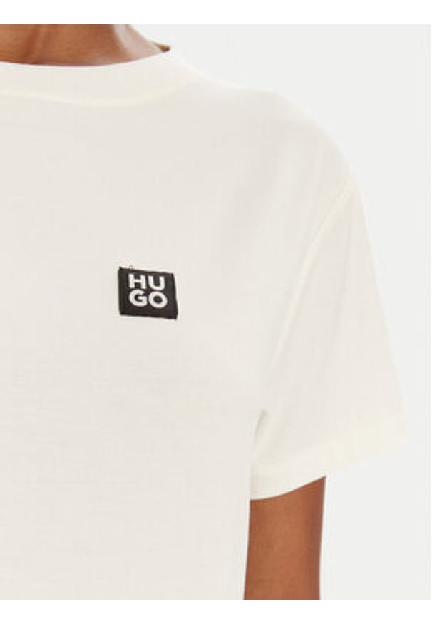 Hugo - HUGO T-Shirt 50534300 Écru Regular Fit. Materiał: bawełna