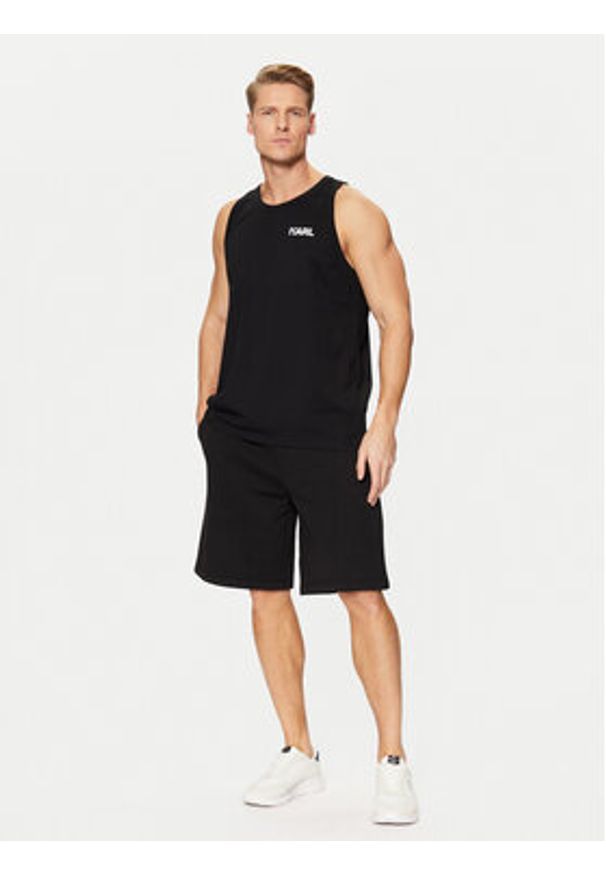 Karl Lagerfeld - KARL LAGERFELD Tank top A1M46069 Czarny Regular Fit. Typ kołnierza: dekolt w karo. Kolor: czarny. Materiał: bawełna
