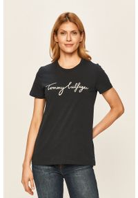 TOMMY HILFIGER - Tommy Hilfiger - T-shirt. Okazja: na co dzień. Kolor: niebieski. Materiał: bawełna, dzianina. Wzór: nadruk. Styl: casual #1