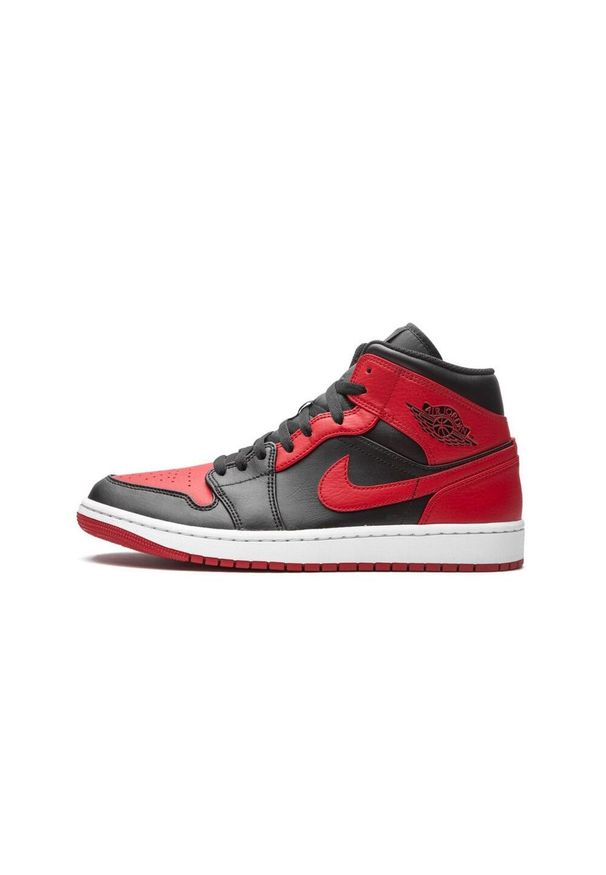 buty Air Jordan 1 Mid Banned 2020. Kolor: czerwony, wielokolorowy, czarny