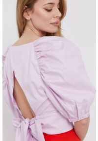 BARDOT - Bardot Bluzka bawełniana damska kolor różowy gładka. Okazja: na co dzień. Kolor: fioletowy. Materiał: bawełna. Wzór: gładki. Styl: casual #6