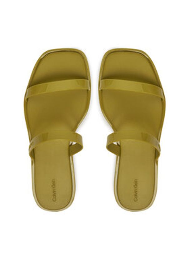 Calvin Klein Klapki Double Bar Slide - Jelly HW0HW02417 Zielony. Kolor: zielony. Materiał: syntetyk