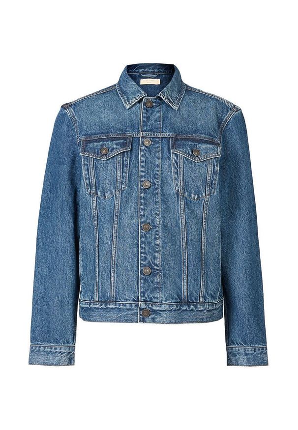 AllSaints Kurtka jeansowa męska przejściowa. Okazja: na co dzień. Kolor: niebieski. Materiał: jeans. Styl: casual
