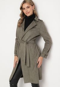 Born2be - Zielony Płaszcz Viviroe. Kolor: zielony. Długość rękawa: długi rękaw. Długość: długie. Styl: elegancki