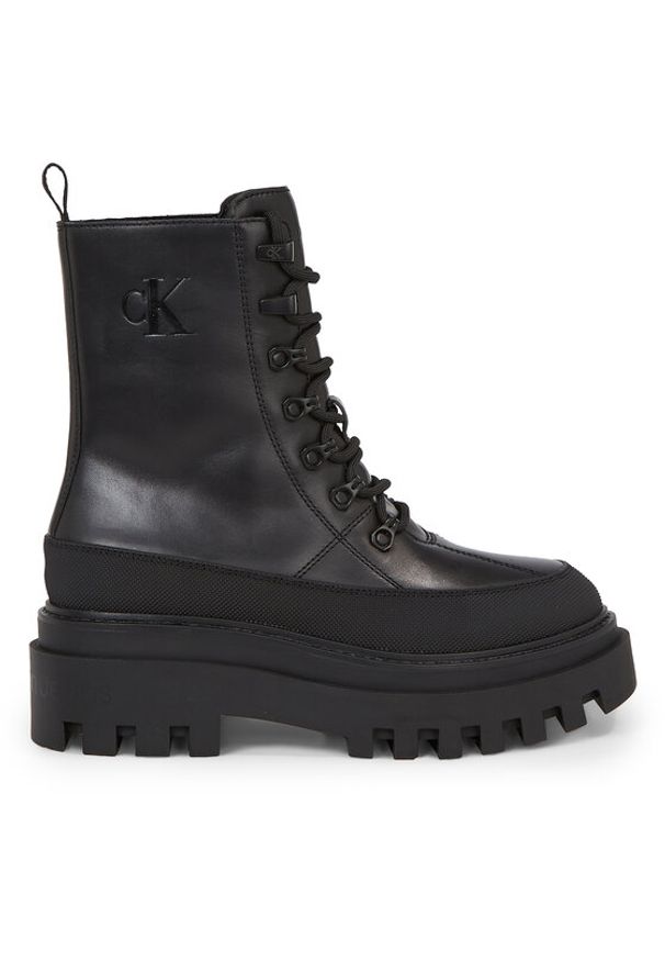 Calvin Klein Jeans Botki Flatform Lace Up Boot Lth YW0YW01110 Czarny. Kolor: czarny