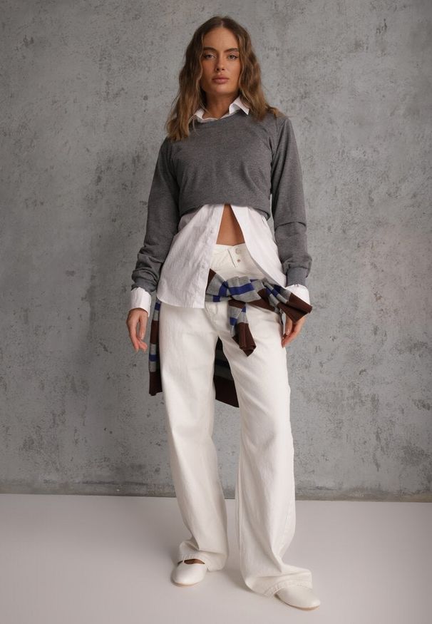 Renee - Ciemnoszara Casualowa Bluza z Bawełną Akko. Okazja: na co dzień. Kolor: szary. Materiał: bawełna. Styl: casual