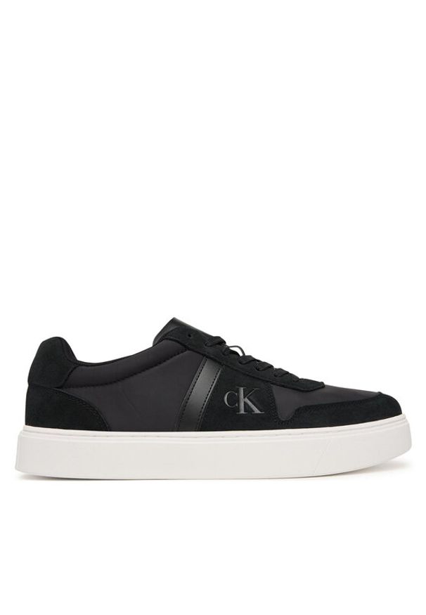 Calvin Klein Sneakersy Mixed Texture Lace Up Cupsole Trainers YM0YM01395 Czarny. Kolor: czarny. Materiał: skóra