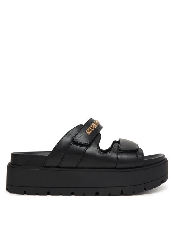 Guess Klapki FLJFAX ELE03 Czarny. Kolor: czarny. Materiał: skóra