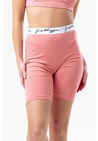 Hype szorty damskie kolor różowy z nadrukiem high waist. Stan: podwyższony. Kolor: różowy. Wzór: nadruk