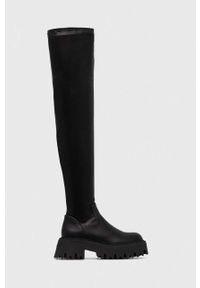 Steve Madden kozaki Outsource damskie kolor czarny na platformie SM11002706. Nosek buta: okrągły. Zapięcie: rzepy. Kolor: czarny. Materiał: guma. Szerokość cholewki: normalna. Obcas: na platformie