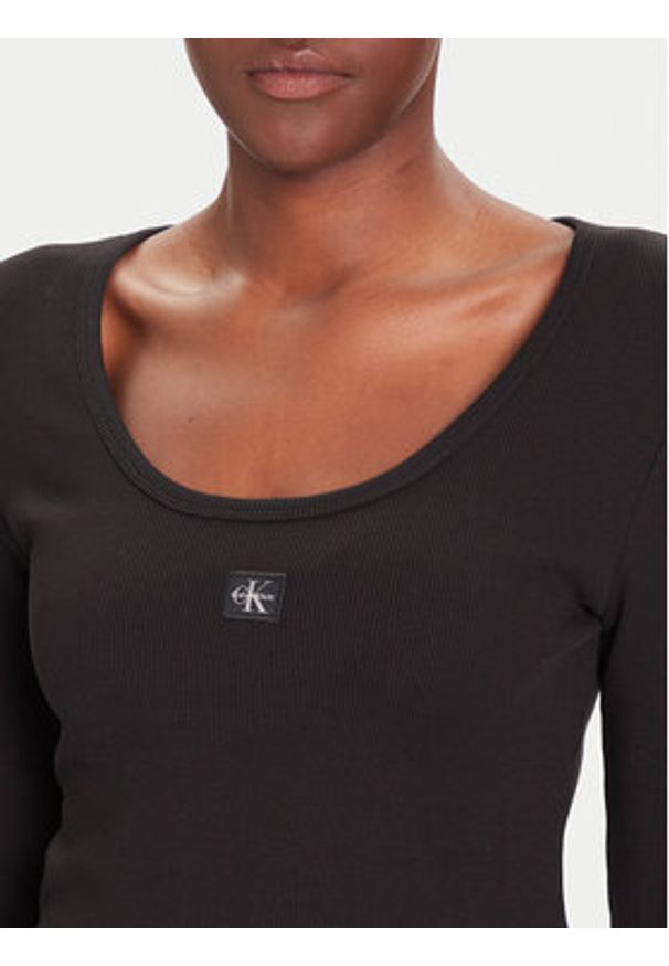 Calvin Klein Jeans Bluzka LV047D218G Czarny Slim Fit. Kolor: czarny. Materiał: bawełna
