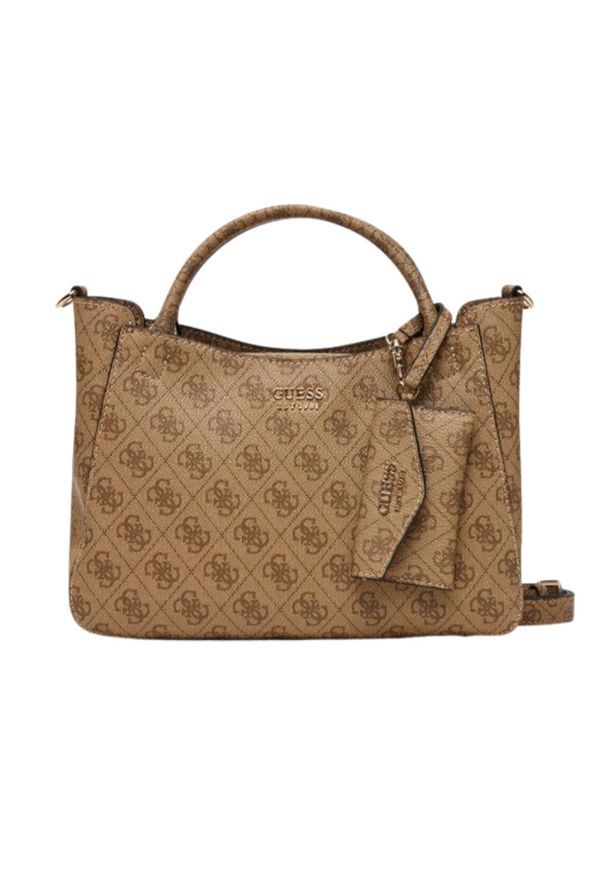 Guess - GUESS Beżowa torebka damska Brenton. Kolor: beżowy. Materiał: skórzane