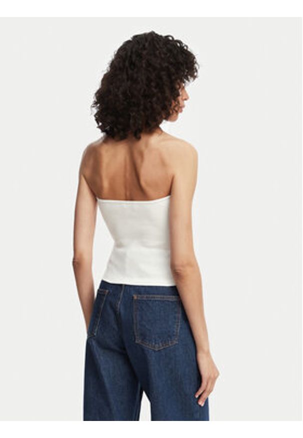 Tommy Jeans Top DW0DW22263 Biały Slim Fit. Kolor: biały. Materiał: bawełna