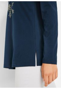 bonprix - Shirt bawełniany z długim rękawem, z czystej bawełny. Kolor: niebieski. Materiał: bawełna. Długość rękawa: długi rękaw. Długość: długie. Wzór: nadruk. Sezon: zima #3