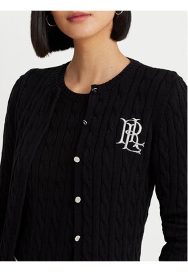 Lauren Ralph Lauren Kardigan 200932225003 Czarny Slim Fit. Kolor: czarny. Materiał: bawełna