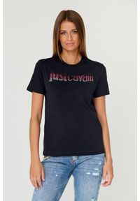 Just Cavalli - JUST CAVALLI Czarny t-shirt R LOGO CRYSTAL. Kolor: czarny. Materiał: bawełna #1