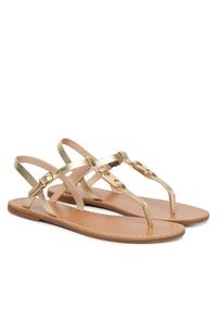 TOMMY HILFIGER - Tommy Hilfiger Sandały Leather Thong Sandal Gold FW0FW09331 Złoty. Kolor: złoty. Materiał: skóra #5