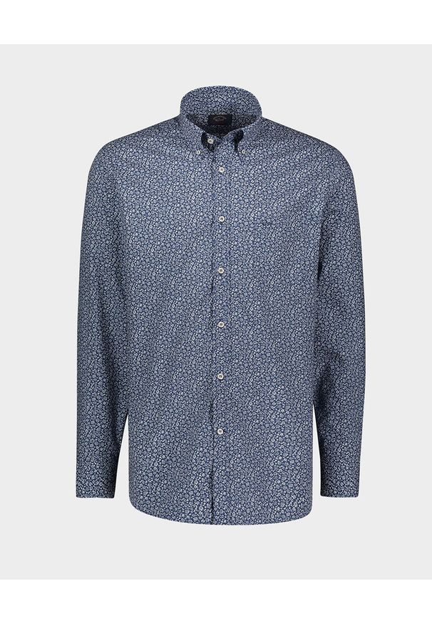 PAUL & SHARK - Granatowa koszula z printem. Okazja: na co dzień. Kolor: niebieski. Materiał: bawełna. Wzór: nadruk. Styl: casual