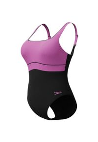 Damski kostium kąpielowy 1-częściowy Speedo Eco New Contour Eclipse. Kolor: fioletowy, czarny, wielokolorowy