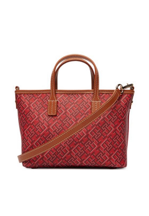 TOMMY HILFIGER - Tommy Hilfiger Torebka Th Monoplay Mini Tote Stripe Le AW0AW18389 Czerwony. Kolor: czerwony. Materiał: skórzane