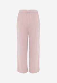 Born2be - Różowe Szerokie Spodnie z Bawełną Wiskozą Gumką w Pasie i Sznurkiem Iridara. Okazja: na co dzień. Stan: podwyższony. Kolor: różowy. Materiał: wiskoza, bawełna. Styl: casual, elegancki, klasyczny #6