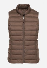 Born2be - Brązowa Pikowanana Kamizelka Sifitta. Okazja: na co dzień. Kolor: brązowy. Materiał: jeans. Styl: elegancki, casual, klasyczny #6