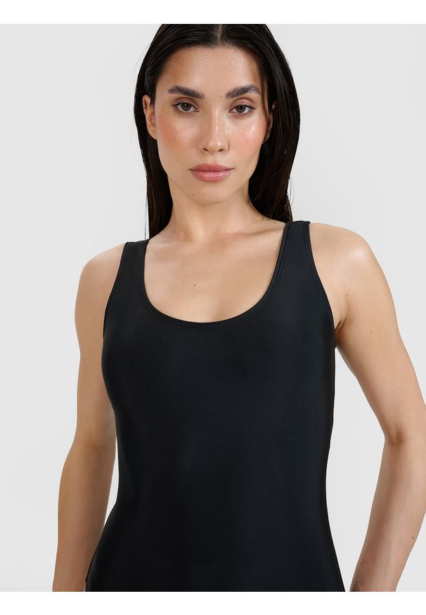 4f - 4F Kostium kąpielowy jednoczęściowy damski - czarny XS. Kolor: czarny. Materiał: włókno, syntetyk, materiał, elastan