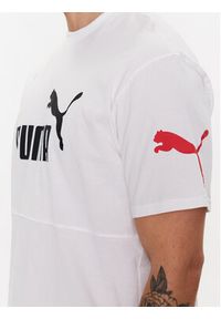 Puma T-Shirt Power Colourblock 673321 Biały Relaxed Fit. Kolor: biały. Materiał: bawełna