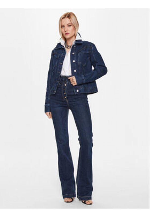 Trussardi Jeans - Trussardi Kurtka jeansowa 56S00882 Granatowy Slim Fit. Kolor: niebieski. Materiał: bawełna