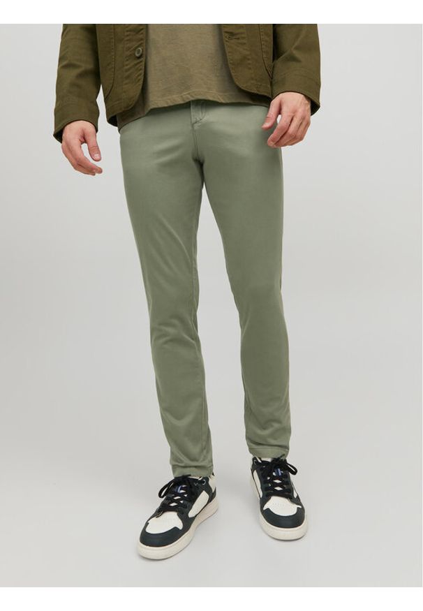 Jack & Jones - Jack&Jones Chinosy Marco 12150148 Zielony Slim Fit. Kolor: zielony. Materiał: bawełna