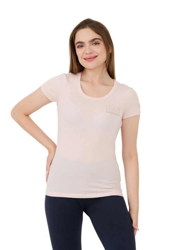 EA7 Emporio Armani - EA7 Różowy t-shirt. Kolor: różowy