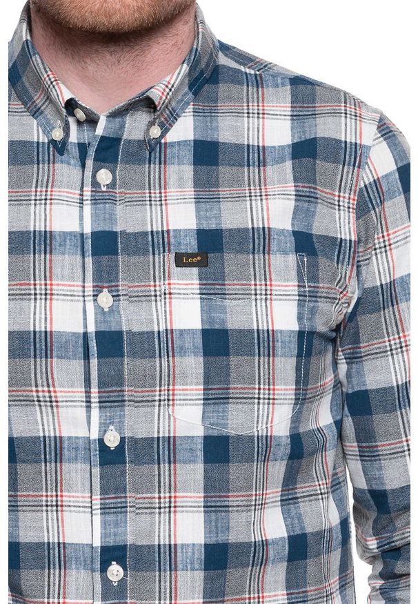 Lee - LEE BUTTON DOWN WASHED BLUE L880DMLR 112123063. Typ kołnierza: button down