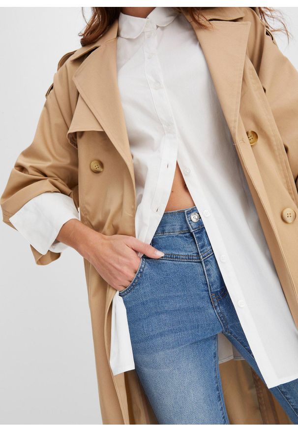 bonprix - Dżinsy Skinny mid waist, cropped. Kolor: niebieski