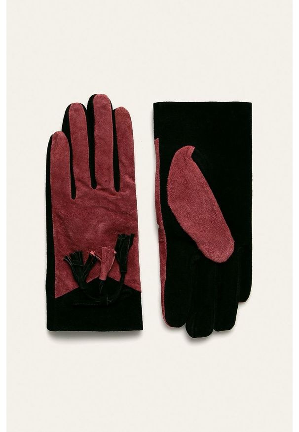Answear Lab - Rękawiczki. Kolor: czerwony. Styl: wakacyjny